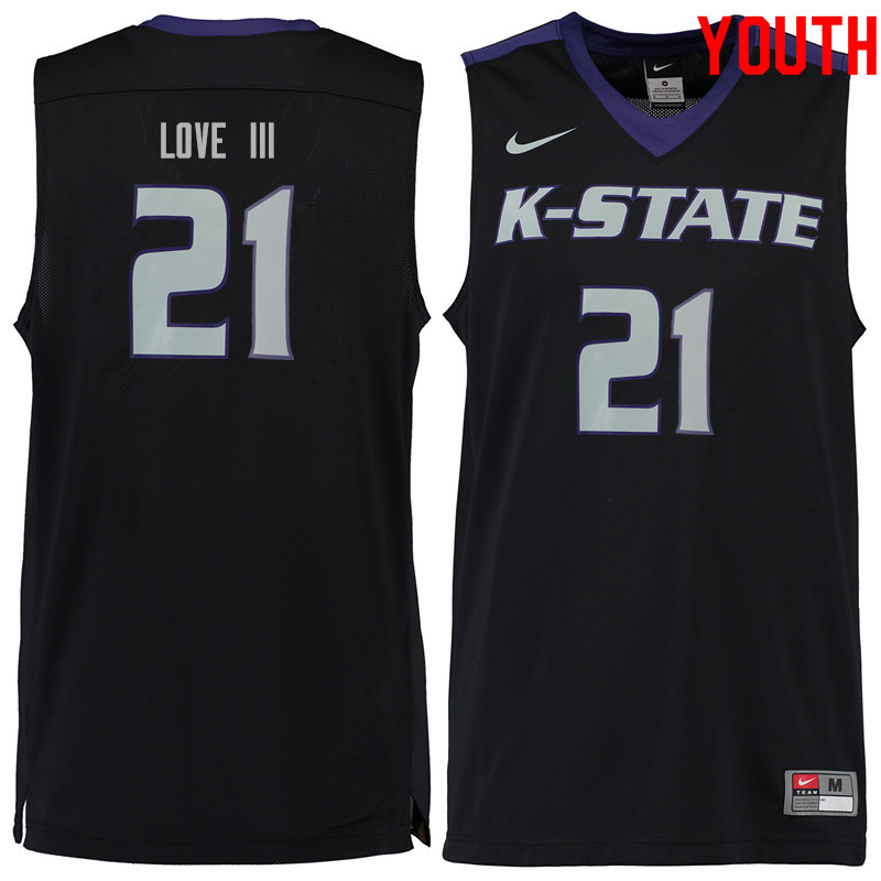 Youth #21 James Love III Kansas State Wildcats College Basketball Jerseys Sale-Black - Click Image to Close